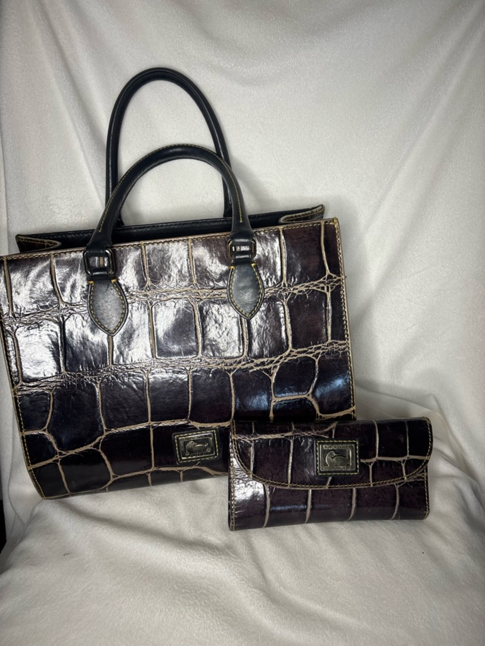 Dooney & Bourke Janine Croc-Embossed Leather Purse with Matching Wallet